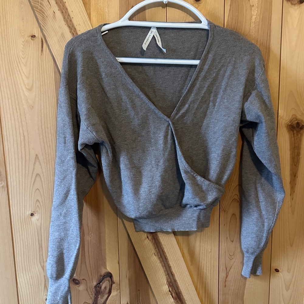 Dreamers Gray Women's V-Neck Wrap Sweatshirt
